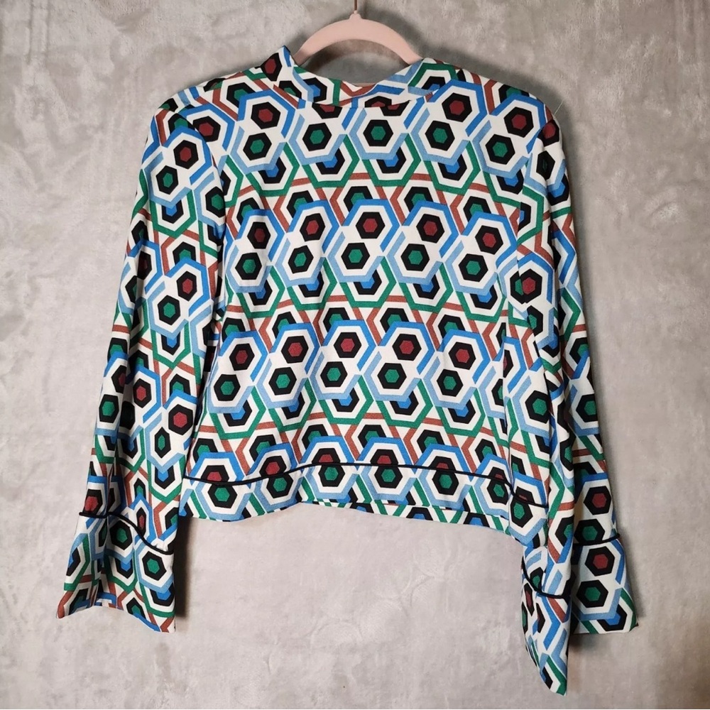 NWT Zara Artsy Geometric Art // Long Sleeve // Multi Color Crop Top // Small
